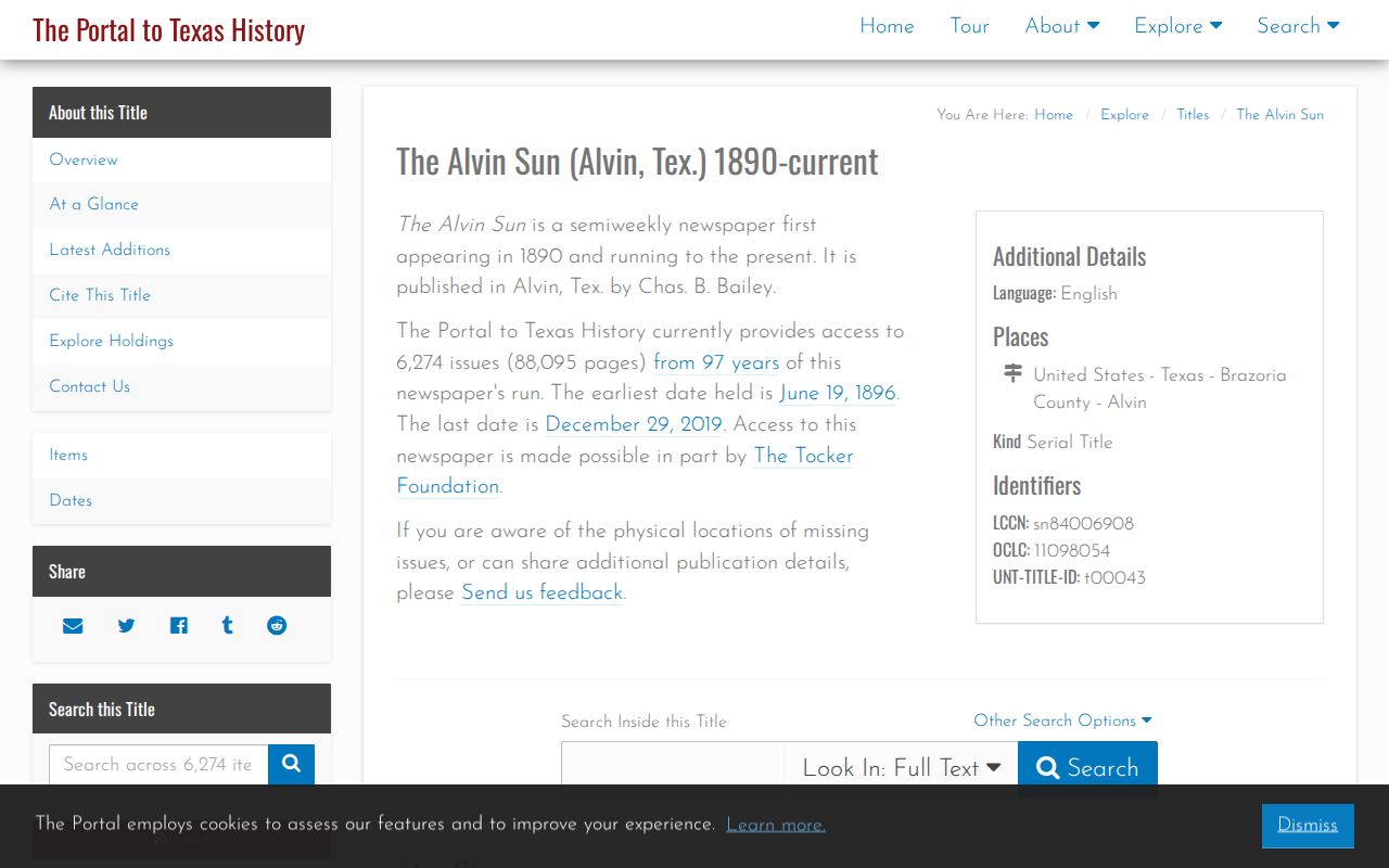 Alvin city directory research with the digitized Alvin Sun collection