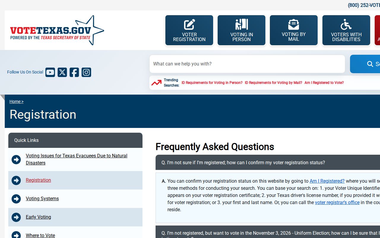 Alvin residents directory Texas voter registration guidance