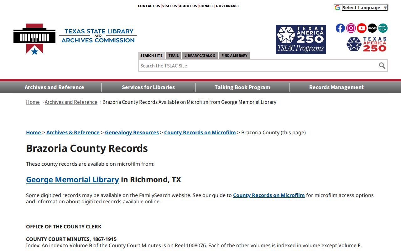 Alvin previous residents Brazoria County Texas State Library archive records